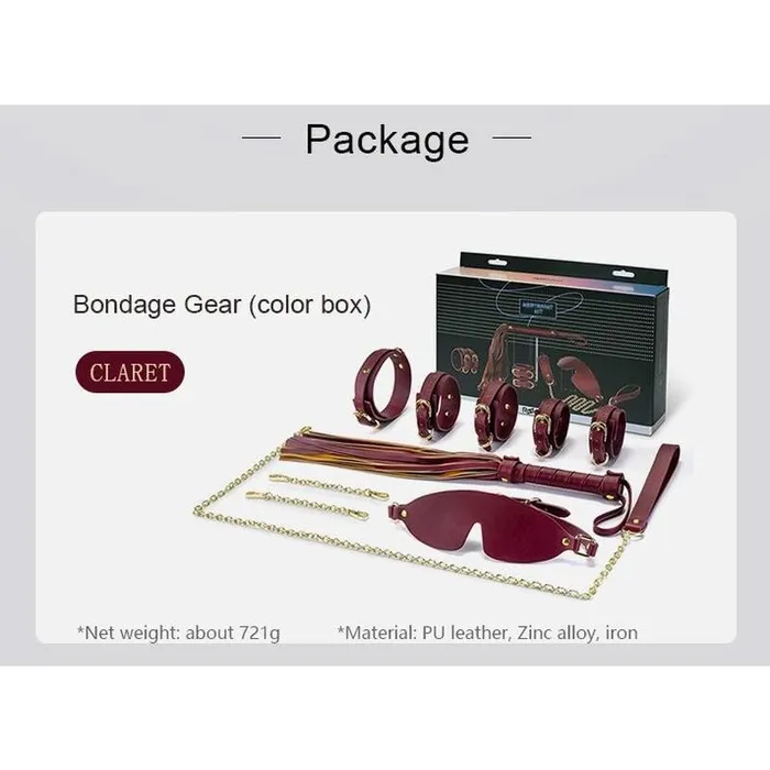 Couples Daytona 8 Pc Deluxe Bondage Play Kit Burgundy Gold