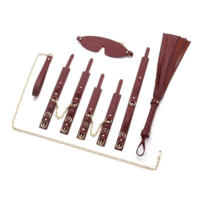 Couples Daytona 8 Pc Deluxe Bondage Play Kit Burgundy Gold